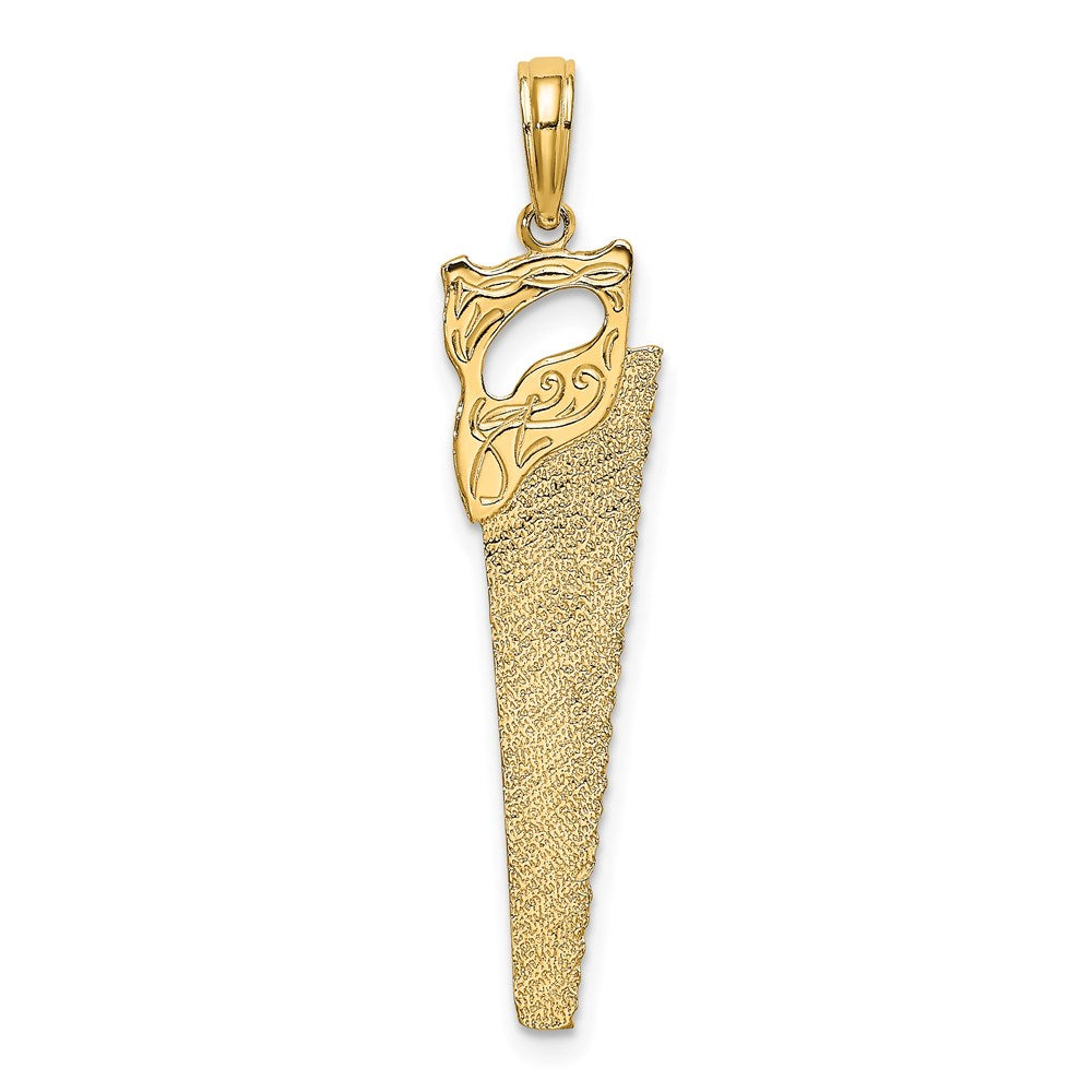 14K Gelbgold 3-d Flach Hand Saw Charm