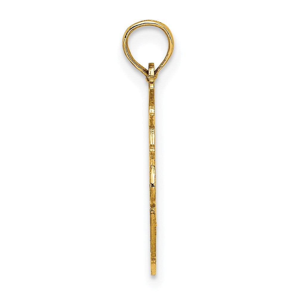 14K Gelbgold Graviert Flach Noah Ark Charm