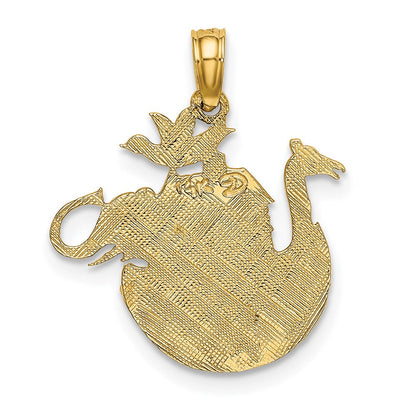 14K Gelbgold Graviert Flach Noah Ark Charm