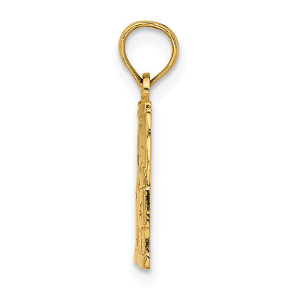 14K Gelbgold Graviert Board Shorts mit Palme Trees Charm