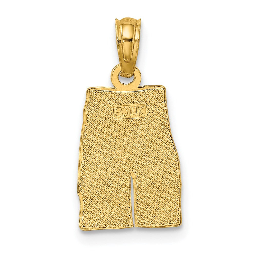 14K Gelbgold Graviert Board Shorts mit Palme Trees Charm