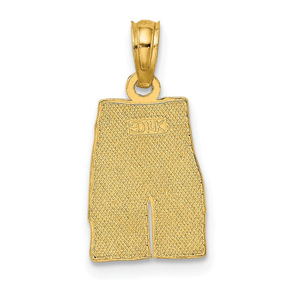 14K Gelbgold Graviert Board Shorts mit Palme Trees Charm