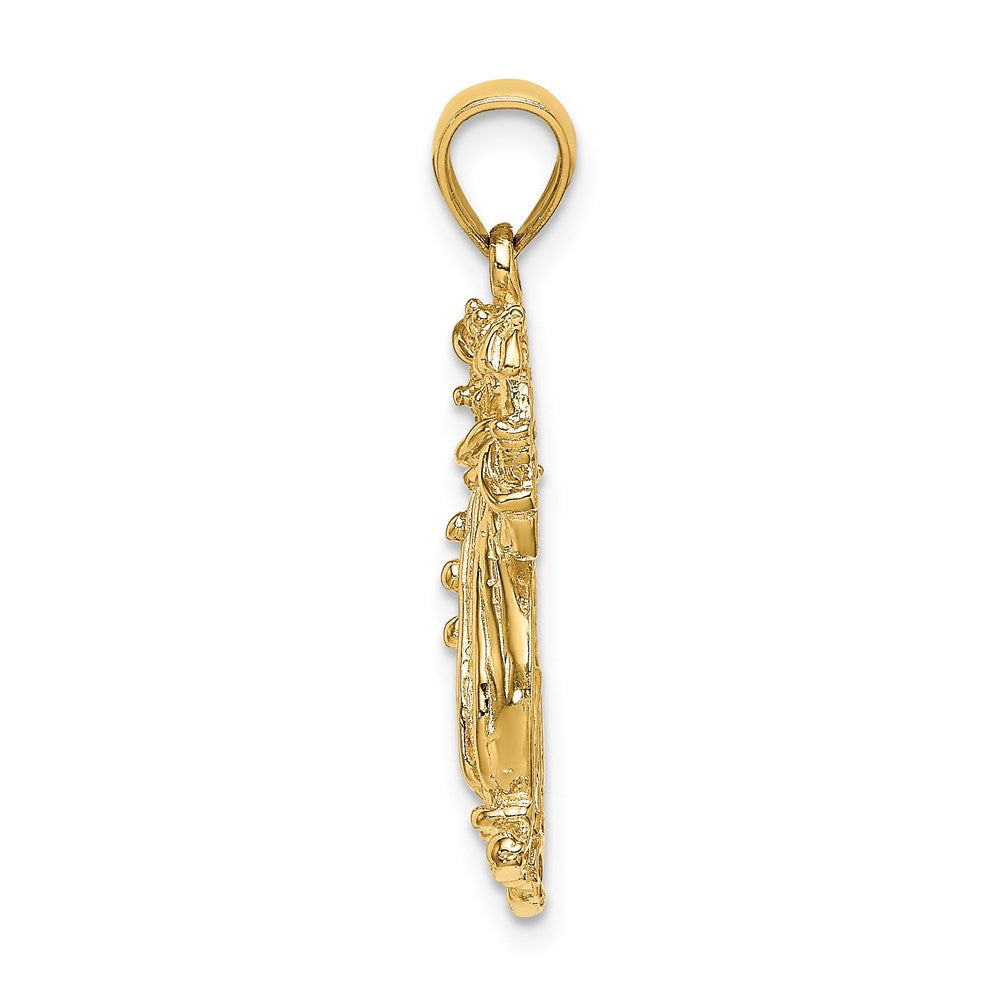 14K Gelbgold Charm „Clown mit Regenschirm“, strukturiert