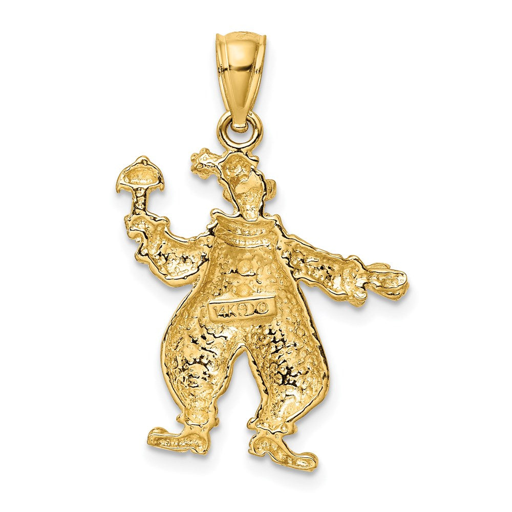 14K Gelbgold Charm „Clown mit Regenschirm“, strukturiert