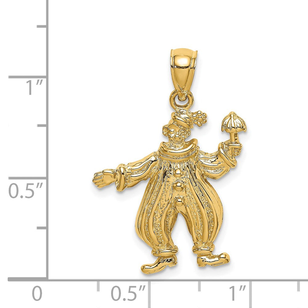 14K Gelbgold Charm „Clown mit Regenschirm“, strukturiert