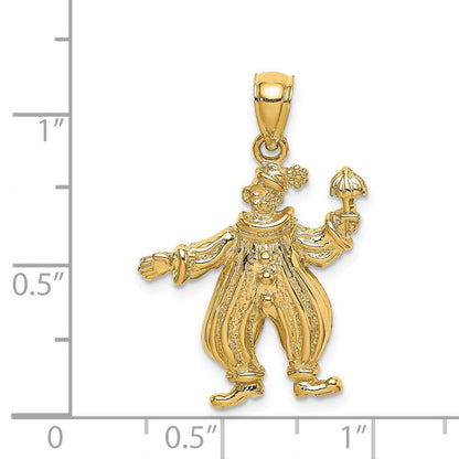 14K Gelbgold Charm „Clown mit Regenschirm“, strukturiert