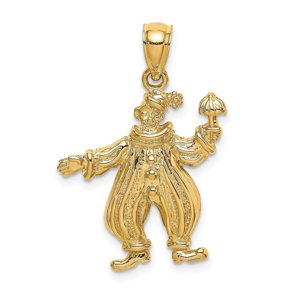 14K Gelbgold Charm „Clown mit Regenschirm“, strukturiert