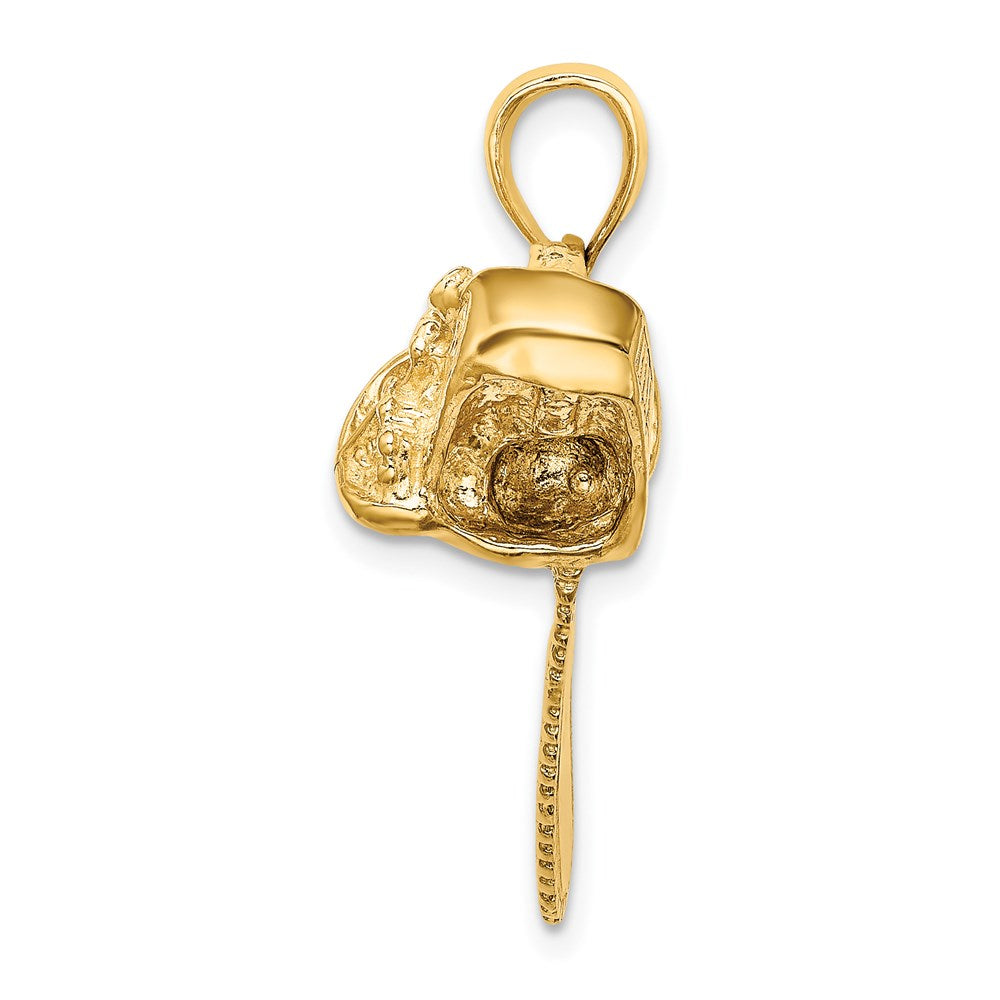 14K Gelbgold 3-d Groß Kette Saw Charm