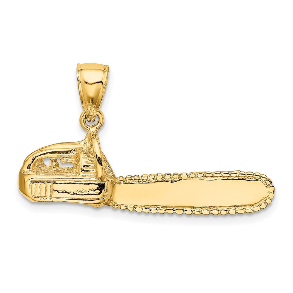 14K Gelbgold 3-d Groß Kette Saw Charm