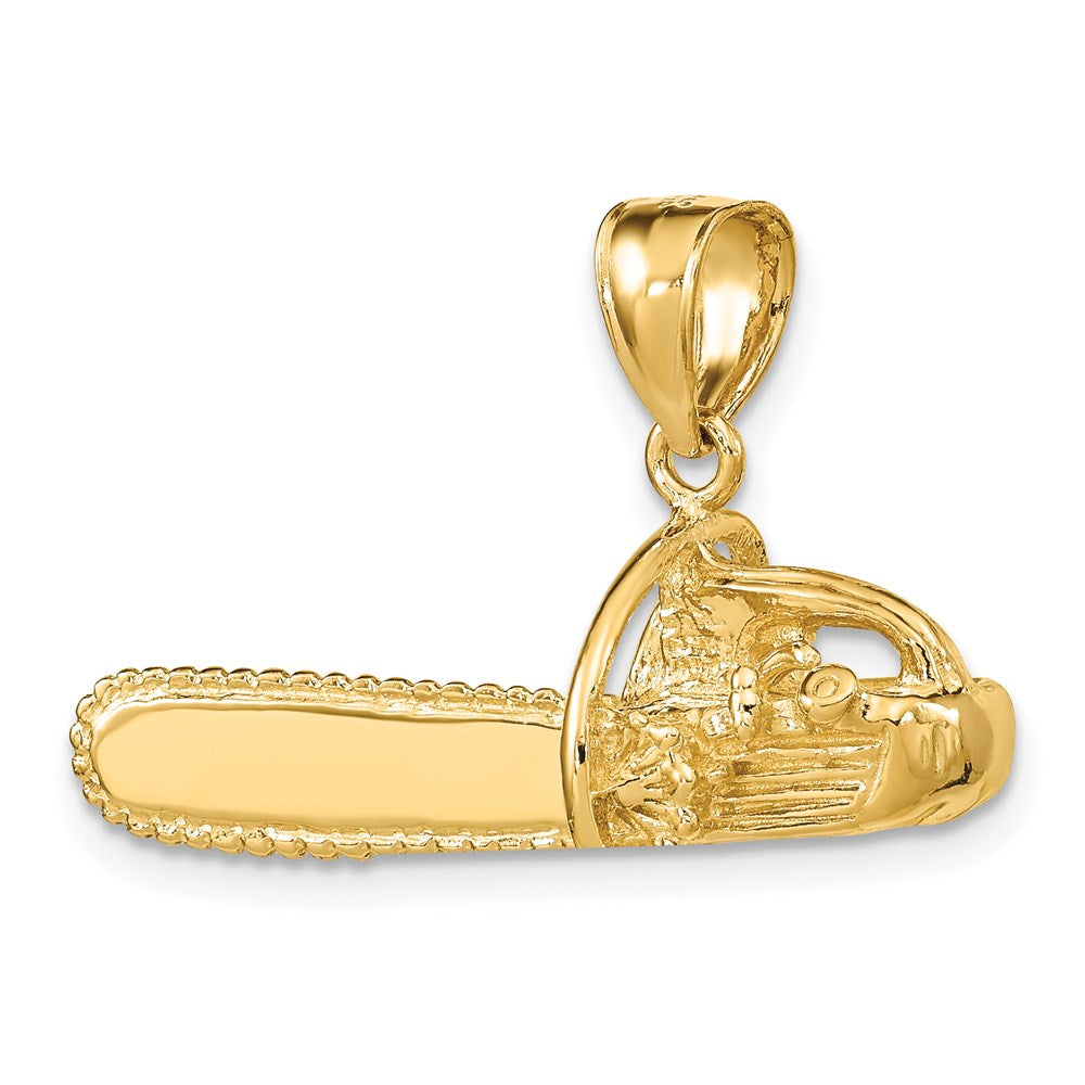 14K Gelbgold 3-d Groß Kette Saw Charm