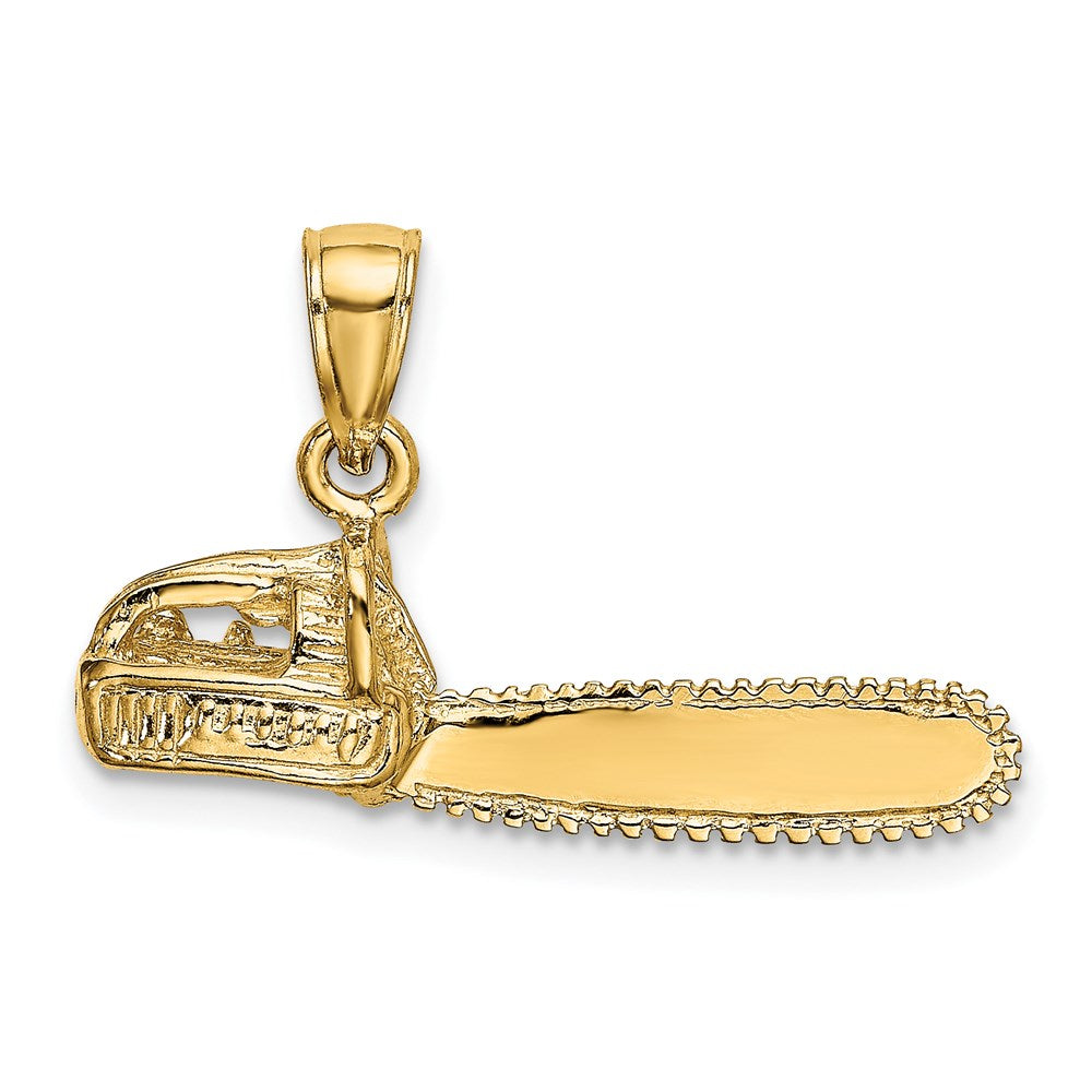 14K Gelbgold 3-d Klein Kette Saw Charm