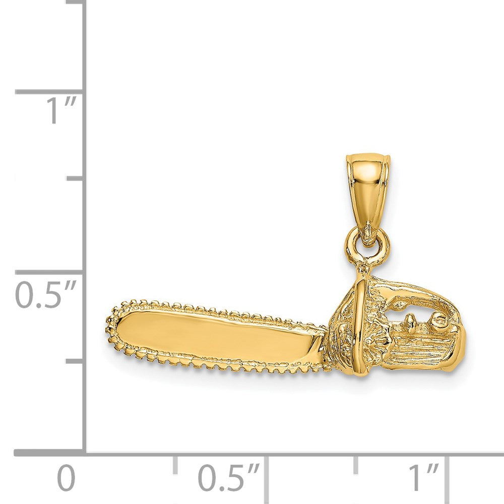 14K Gelbgold 3-d Klein Kette Saw Charm