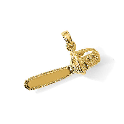 14K Gelbgold 3-d Klein Kette Saw Charm