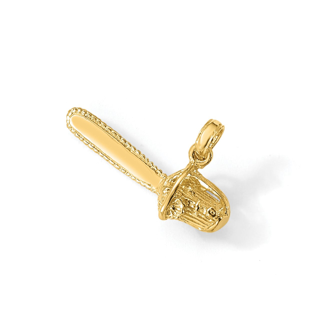 14K Gelbgold 3-d Klein Kette Saw Charm