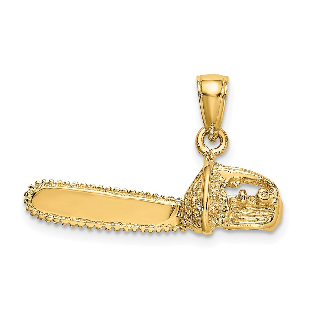 14K Gelbgold 3-d Klein Kette Saw Charm