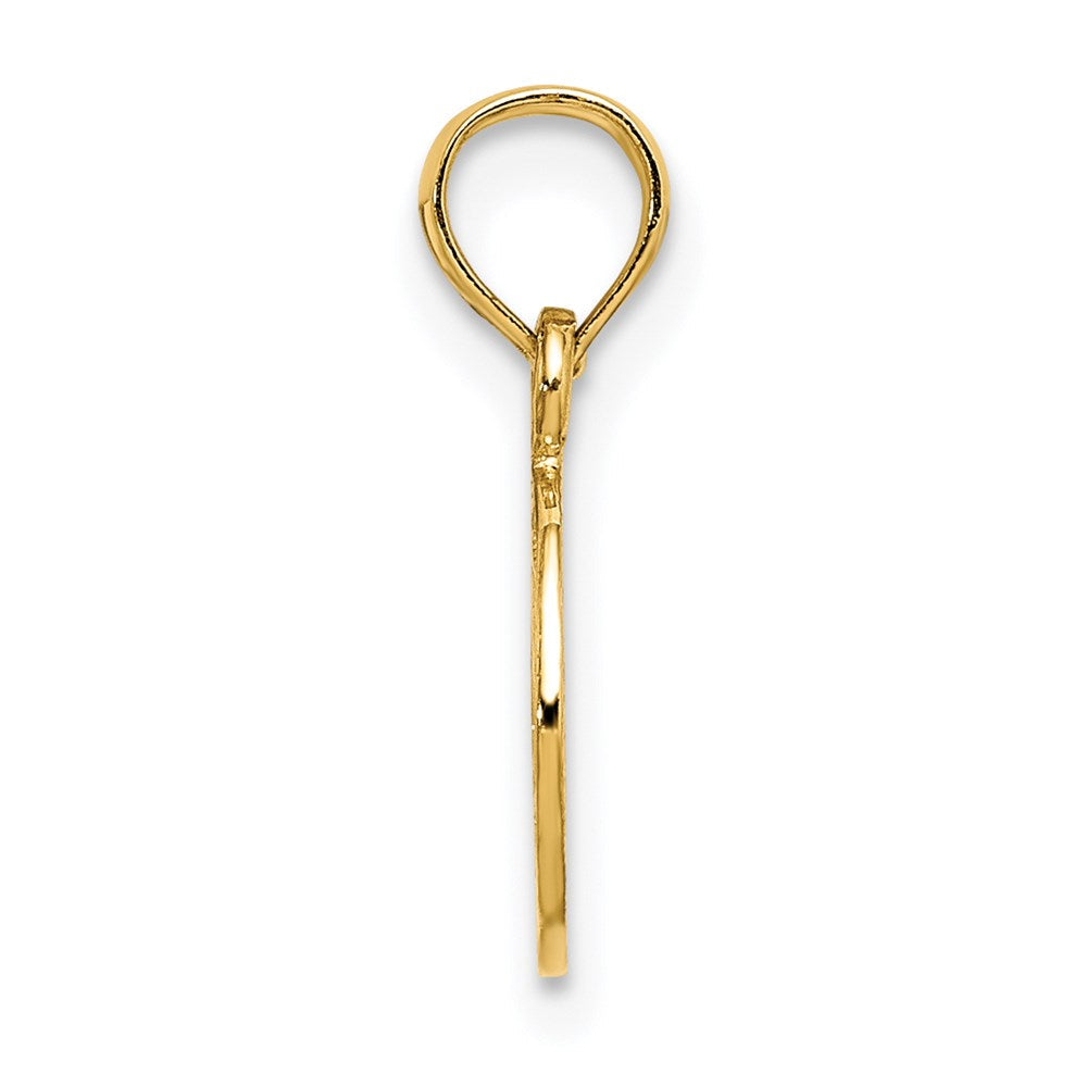 14K Gelbgold Flach Strukturiert Mini Frieden Zeichen Charm