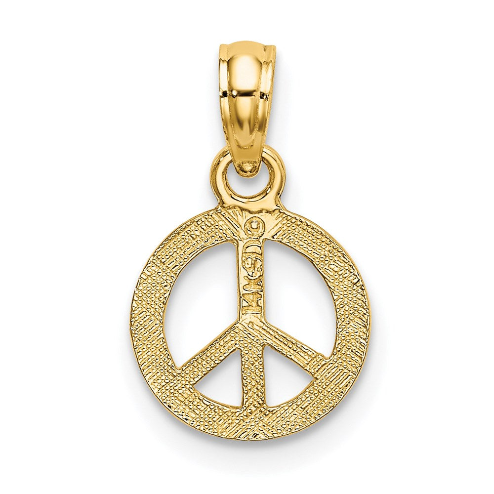 14K Gelbgold Flach Strukturiert Mini Frieden Zeichen Charm