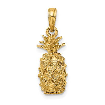 3D-Ananas-Charm aus 14K Gelbgold