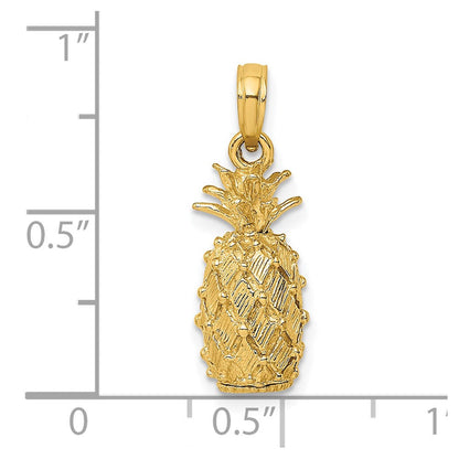 3D-Ananas-Charm aus 14K Gelbgold