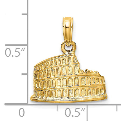 14K Gelbgold strukturierter 2-D-Kolosseum-Charm