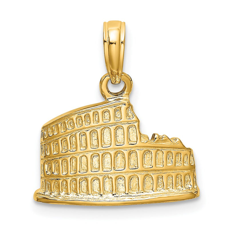 14K Gelbgold strukturierter 2-D-Kolosseum-Charm