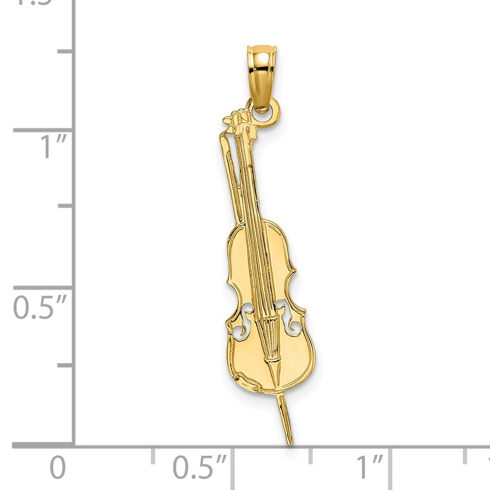 14K Gelbgold Poliert Graviert Upright Barsch Charm