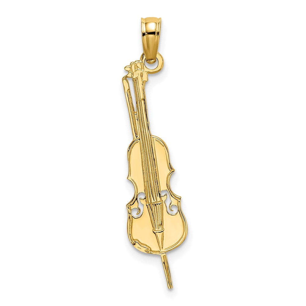14K Gelbgold Poliert Graviert Upright Barsch Charm