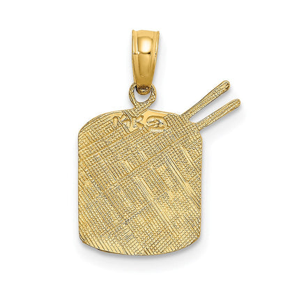 14K Gelbgold Poliert Drum und Sticks Charm