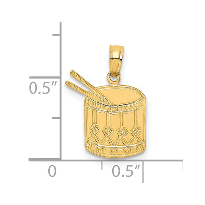 14K Gelbgold Poliert Drum und Sticks Charm