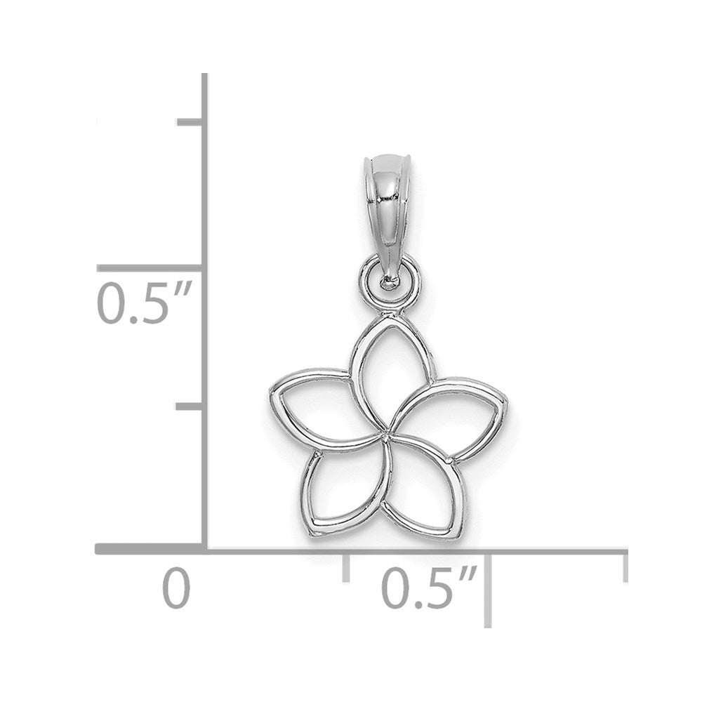 14K Weißgold Ausgeschnitten Blume Charm