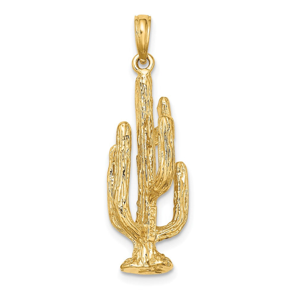 14K Gelbgold 3D-Kaktus-Charm