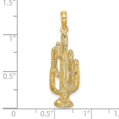 14K Gelbgold 3D-Kaktus-Charm
