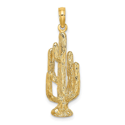 14K Gelbgold 3D-Kaktus-Charm