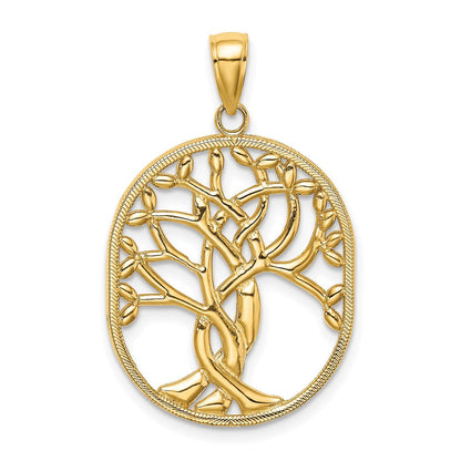 14K Gelbgold Baum des Lebens Keltischer Knoten Anhänger im Ovalrahmen