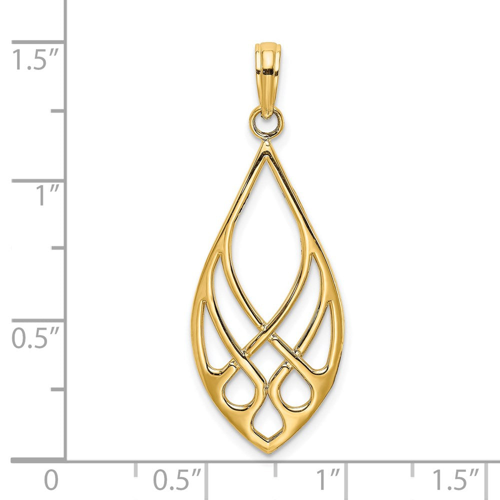 14K Gelbgold Keltisch Knoten Tropfen Charm