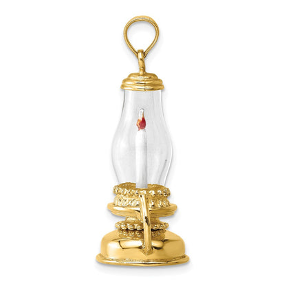 14K Gelbgold Glas mit Emaille 3-d Candle Lantern Charm