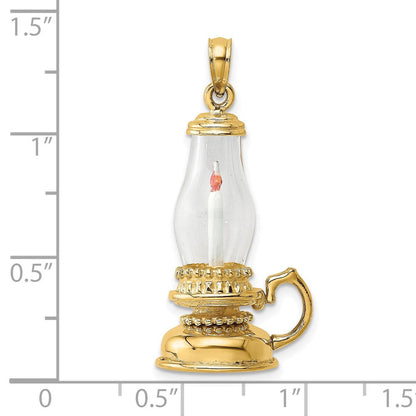 14K Gelbgold Glas mit Emaille 3-d Candle Lantern Charm