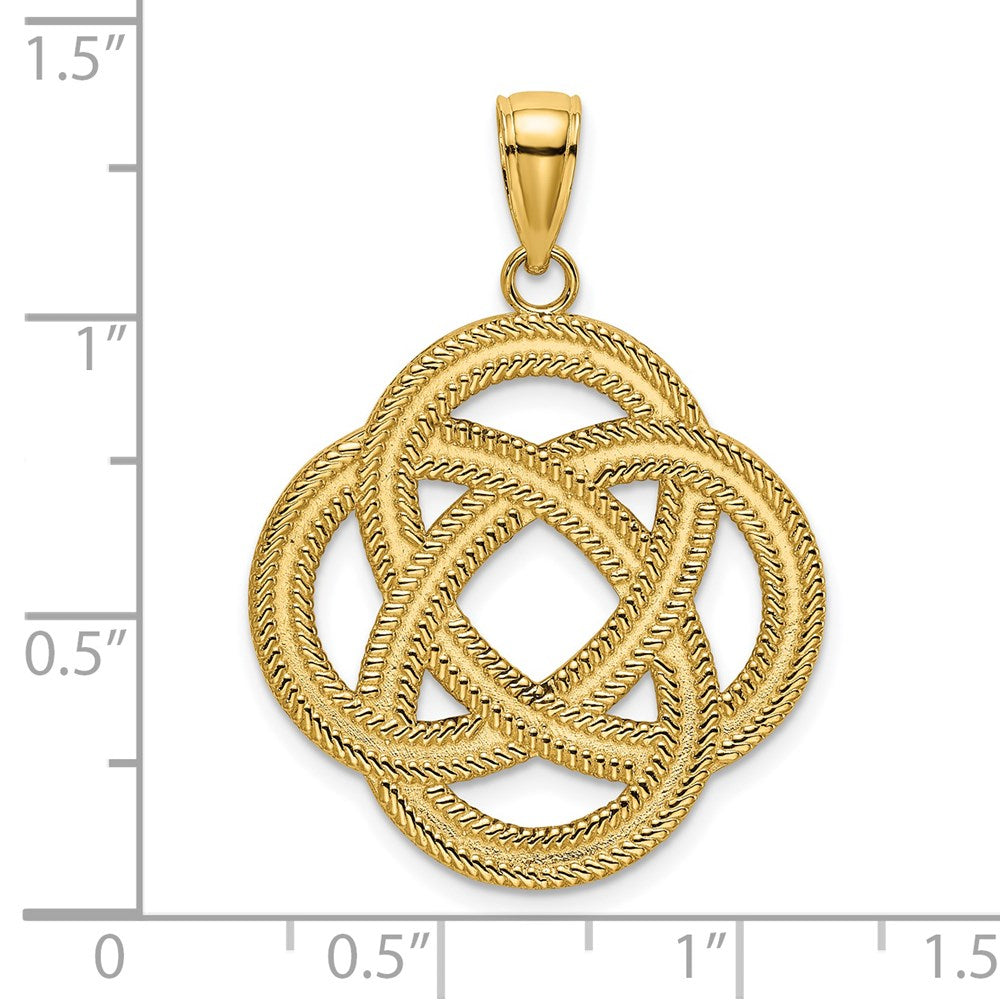 14K Gelbgold Großer Keltischer Ewigkeitsknoten-Kreis-Charm
