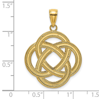 14K Gelbgold Großer Keltischer Ewigkeitsknoten-Kreis-Charm