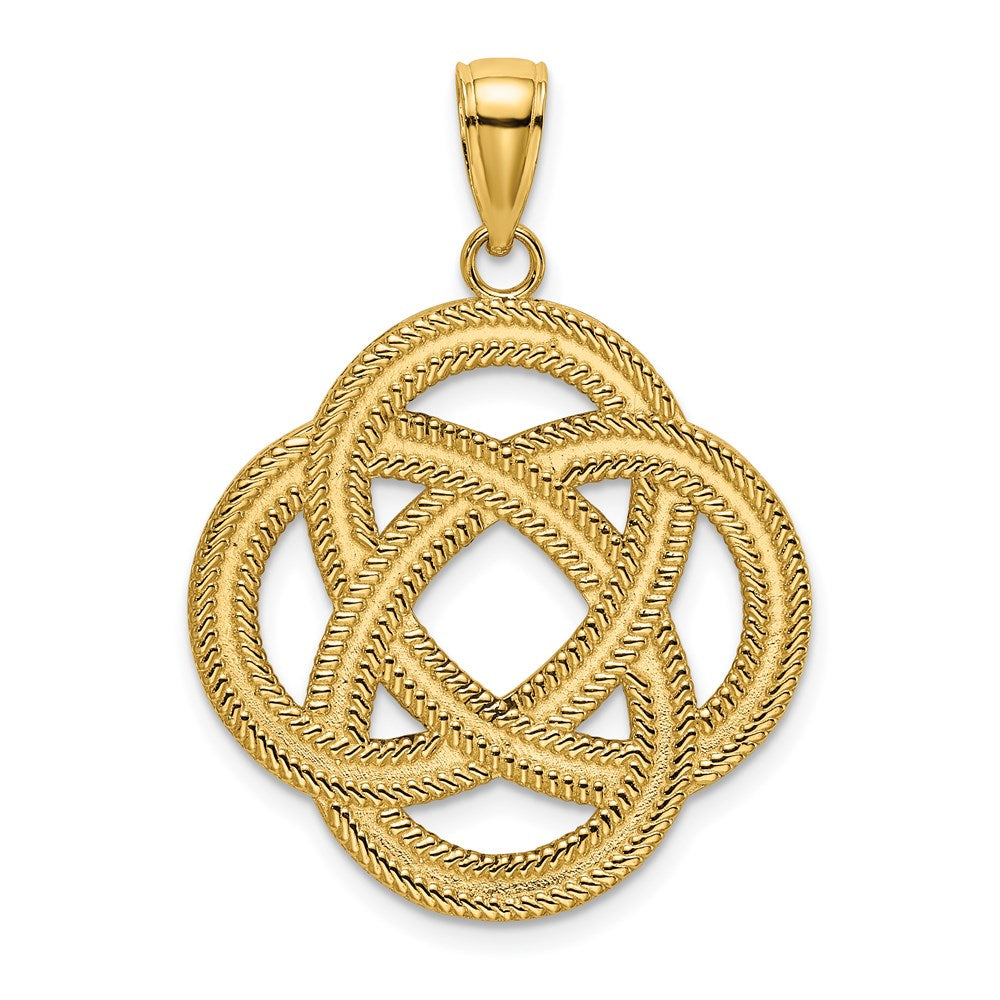 14K Gelbgold Großer Keltischer Ewigkeitsknoten-Kreis-Charm