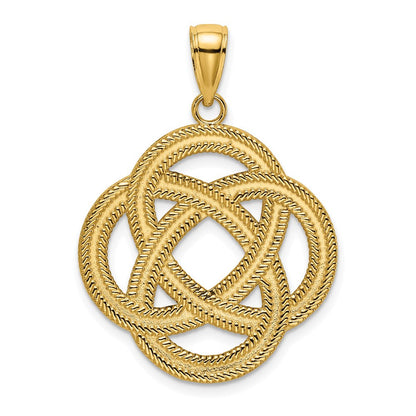 14K Gelbgold Großer Keltischer Ewigkeitsknoten-Kreis-Charm