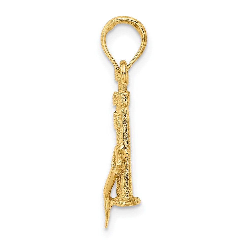 14K Gelbgold 3D-Sandburg-Charm mit Schaufel