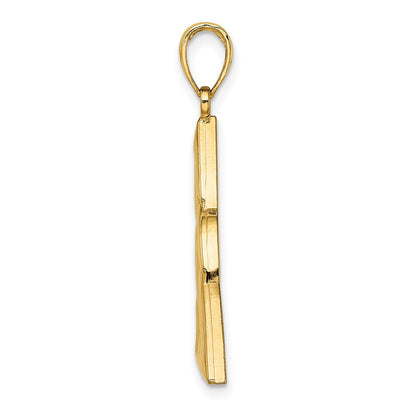 14 Karat Gelbgold Großer Polierter Keltischer Trinity-Knoten Charm