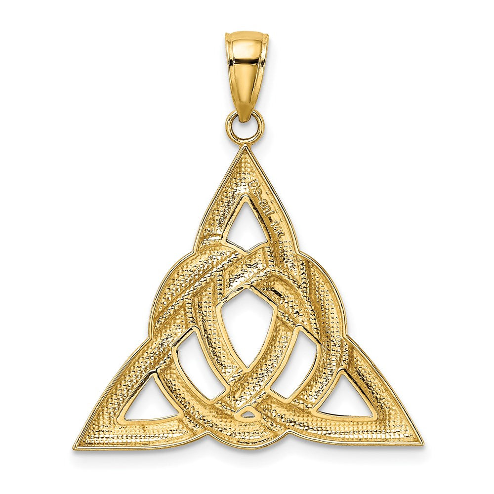 14 Karat Gelbgold Großer Polierter Keltischer Trinity-Knoten Charm