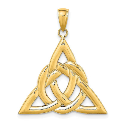 14 Karat Gelbgold Großer Polierter Keltischer Trinity-Knoten Charm