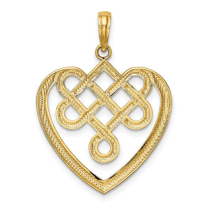 14K Gelbgold Großer Keltischer Knoten Herz-Charm