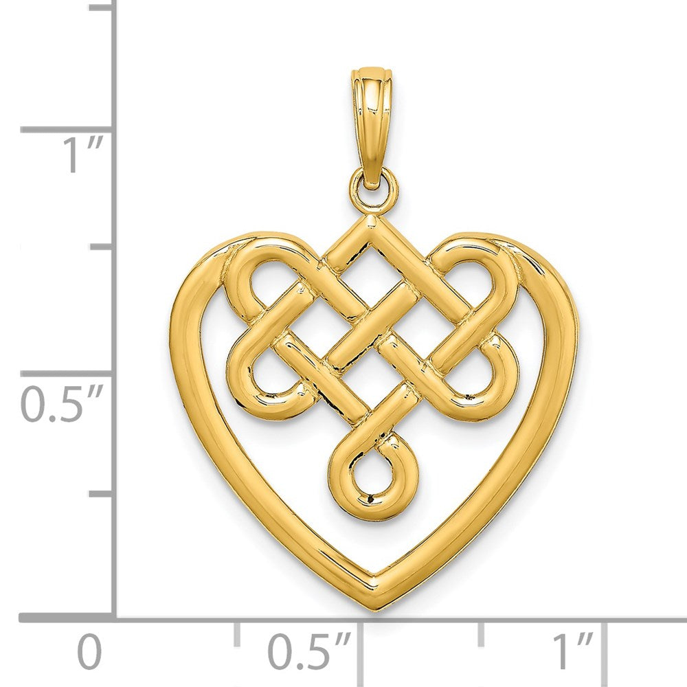 14K Gelbgold Großer Keltischer Knoten Herz-Charm