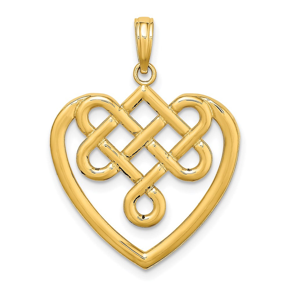 14K Gelbgold Großer Keltischer Knoten Herz-Charm
