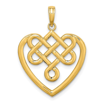 14K Gelbgold Großer Keltischer Knoten Herz-Charm