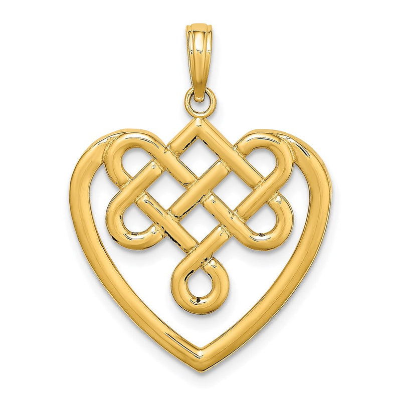 14K Gelbgold Großer Keltischer Knoten Herz-Charm